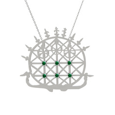 Güneş Kursu Kolye - Yeşil kuvars 925 ayar gümüş kolye (40 cm gümüş rolo zincir) #t03jqt