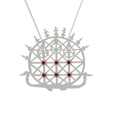 Güneş Kursu Kolye - Garnet 18 ayar beyaz altın kolye (40 cm beyaz altın rolo zincir) #uiayn3