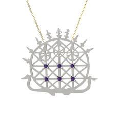 Ametist 925 ayar gümüş kolye (40 cm altın rolo zincir)