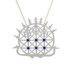 Güneş Kursu Kolye - Lab safir 18 ayar beyaz altın kolye (40 cm altın rolo zincir) #xm8b6k