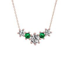 Aine Beştaş Kolye - Swarovski ve yeşil kuvars 925 ayar rose altın kaplama gümüş kolye (40 cm gümüş rolo zincir) #101vn9b