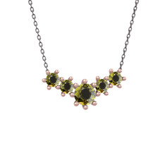Aine Beştaş Kolye - Peridot 14 ayar rose altın kolye (40 cm gümüş rolo zincir) #1088xlo