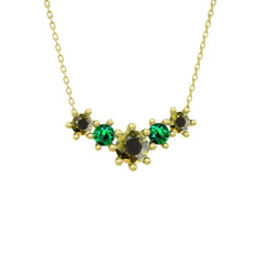Peridot ve yeşil kuvars 14 ayar altın kolye (40 cm altın rolo zincir)
