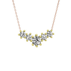Aine Beştaş Kolye - Swarovski ve beyaz zirkon 14 ayar altın kolye (40 cm rose altın rolo zincir) #10ush6q