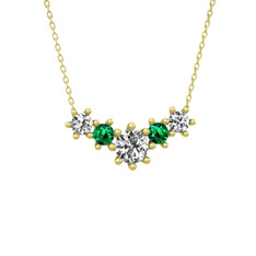 Aine Beştaş Kolye - Swarovski ve yeşil kuvars 14 ayar altın kolye (40 cm altın rolo zincir) #119cpbf