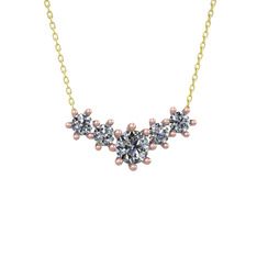 Pırlanta 14 ayar rose altın kolye (2.3 karat, 40 cm gümüş rolo zincir)