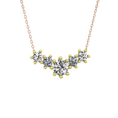 Aine Beştaş Kolye - Swarovski ve pırlanta 14 ayar altın kolye (0.32 karat, 40 cm rose altın rolo zincir) #11smmix