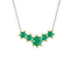 Aine Beştaş Kolye - Kök zümrüt 925 ayar altın kaplama gümüş kolye (40 cm rose altın rolo zincir) #12wwfe6