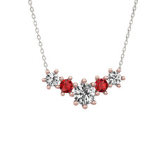 Aine Beştaş Kolye - Swarovski ve garnet 14 ayar rose altın kolye (40 cm beyaz altın rolo zincir) #13oy71w
