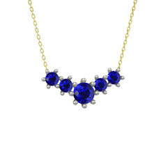 Aine Beştaş Kolye - Lab safir 8 ayar beyaz altın kolye (40 cm altın rolo zincir) #147ox0y