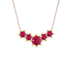 Aine Beştaş Kolye - Rodolit garnet 14 ayar altın kolye (40 cm rose altın rolo zincir) #15604gg