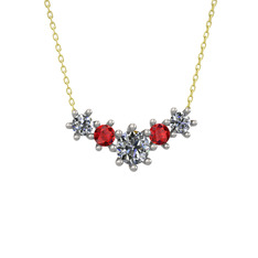 Pırlanta ve garnet 14 ayar beyaz altın kolye (1.98 karat, 40 cm altın rolo zincir)