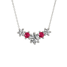 Aine Beştaş Kolye - Swarovski ve rodolit garnet 18 ayar beyaz altın kolye (40 cm gümüş rolo zincir) #16zrw9i