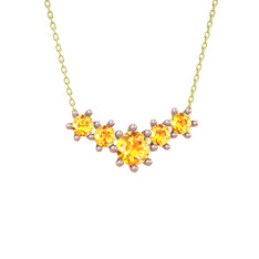 Aine Beştaş Kolye - Sitrin 18 ayar rose altın kolye (40 cm altın rolo zincir) #17dlpha