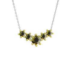 Aine Beştaş Kolye - Peridot 8 ayar altın kolye (40 cm beyaz altın rolo zincir) #18ir104