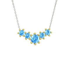 Aine Beştaş Kolye - Akuamarin 925 ayar altın kaplama gümüş kolye (40 cm beyaz altın rolo zincir) #1ac7f2b