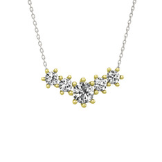 Aine Beştaş Kolye - Beyaz zirkon ve swarovski 8 ayar altın kolye (40 cm beyaz altın rolo zincir) #1aw9trq