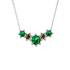 Aine Beştaş Kolye - Yeşil kuvars ve peridot 925 ayar gümüş kolye (40 cm beyaz altın rolo zincir) #1axy355