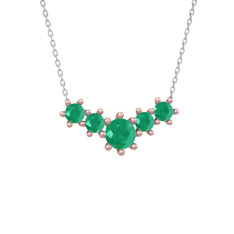 Aine Beştaş Kolye - Kök zümrüt 14 ayar rose altın kolye (40 cm beyaz altın rolo zincir) #1b767fa