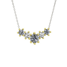 Aine Beştaş Kolye - Pırlanta ve swarovski 8 ayar altın kolye (1.98 karat, 40 cm beyaz altın rolo zincir) #1dmm5u4