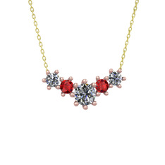 Pırlanta ve garnet 18 ayar rose altın kolye (1.98 karat, 40 cm altın rolo zincir)