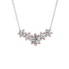 Aine Beştaş Kolye - Beyaz zirkon ve swarovski 925 ayar rose altın kaplama gümüş kolye (40 cm gümüş rolo zincir) #1fj335s