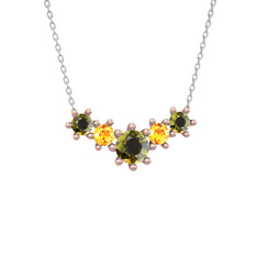 Aine Beştaş Kolye - Peridot ve sitrin 925 ayar rose altın kaplama gümüş kolye (40 cm gümüş rolo zincir) #1frjk6v