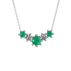 Aine Beştaş Kolye - Kök zümrüt ve pırlanta 18 ayar beyaz altın kolye (0.32 karat, 40 cm beyaz altın rolo zincir) #1gu9t9r