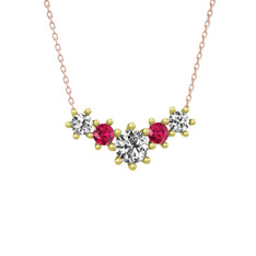 Swarovski ve rodolit garnet 8 ayar altın kolye (40 cm gümüş rolo zincir)