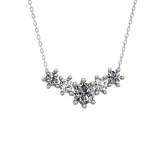 Aine Beştaş Kolye - Pırlanta ve beyaz zirkon 8 ayar beyaz altın kolye (1.98 karat, 40 cm beyaz altın rolo zincir) #1ha5m3c