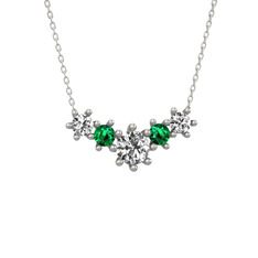 Aine Beştaş Kolye - Swarovski ve yeşil kuvars 925 ayar gümüş kolye (40 cm beyaz altın rolo zincir) #1hlomcv