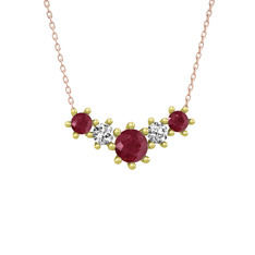 Kök yakut ve swarovski 18 ayar altın kolye (40 cm gümüş rolo zincir)