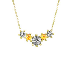 Aine Beştaş Kolye - Swarovski ve sitrin 8 ayar altın kolye (40 cm altın rolo zincir) #1llslmg