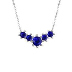 Aine Beştaş Kolye - Lab safir 14 ayar beyaz altın kolye (40 cm beyaz altın rolo zincir) #1mgyzll