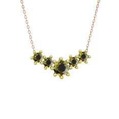 Aine Beştaş Kolye - Peridot 8 ayar altın kolye (40 cm rose altın rolo zincir) #1ns30w2
