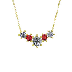 Pırlanta ve garnet 14 ayar altın kolye (1.98 karat, 40 cm altın rolo zincir)