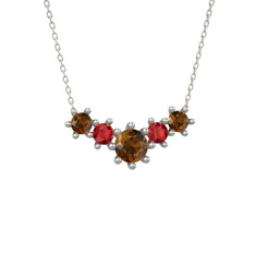 Aine Beştaş Kolye - Dumanlı kuvars ve garnet 925 ayar gümüş kolye (40 cm gümüş rolo zincir) #1ohwljo