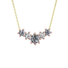 Aine Beştaş Kolye - Pırlanta ve beyaz zirkon 8 ayar rose altın kolye (1.98 karat, 40 cm altın rolo zincir) #1or4x1f