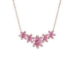 Aine Beştaş Kolye - Pembe kuvars 925 ayar rose altın kaplama gümüş kolye (40 cm rose altın rolo zincir) #1p9to4p