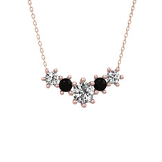 Aine Beştaş Kolye - Beyaz zirkon ve siyah zirkon 925 ayar rose altın kaplama gümüş kolye (40 cm gümüş rolo zincir) #1qxs1co
