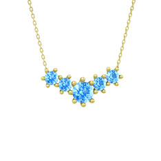 Aine Beştaş Kolye - Akuamarin 14 ayar altın kolye (40 cm altın rolo zincir) #1rotmh5