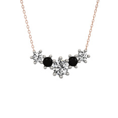 Aine Beştaş Kolye - Swarovski ve siyah zirkon 14 ayar beyaz altın kolye (40 cm gümüş rolo zincir) #1s71fke