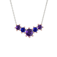 Aine Beştaş Kolye - Ametist ve lab safir 18 ayar rose altın kolye (40 cm gümüş rolo zincir) #1tj9cyg