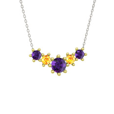 Aine Beştaş Kolye - Ametist ve sitrin 18 ayar altın kolye (40 cm beyaz altın rolo zincir) #1v9zatv