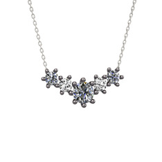 Aine Beştaş Kolye - Pırlanta ve beyaz zirkon 925 ayar siyah rodyum kaplama gümüş kolye (1.98 karat, 40 cm beyaz altın rolo zincir) #1vpigte