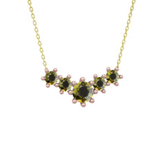 Aine Beştaş Kolye - Peridot 18 ayar rose altın kolye (40 cm altın rolo zincir) #1vrpyjk