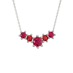 Rodolit garnet ve garnet 18 ayar beyaz altın kolye (40 cm beyaz altın rolo zincir)