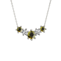 Aine Beştaş Kolye - Peridot ve swarovski 925 ayar gümüş kolye (40 cm gümüş rolo zincir) #1ymkr65