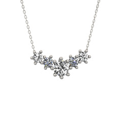 Aine Beştaş Kolye - Swarovski ve pırlanta 8 ayar beyaz altın kolye (0.32 karat, 40 cm beyaz altın rolo zincir) #1yuyd6c