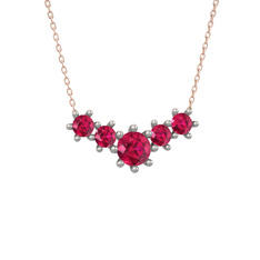Aine Beştaş Kolye - Rodolit garnet 18 ayar beyaz altın kolye (40 cm rose altın rolo zincir) #1ywtq77